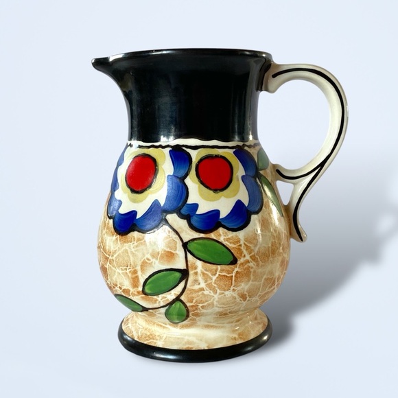 Ditmar Urbach Art Pottery Pitcher Vase Jug Hand Painted Czechoslovakia MCM 7.5” - Picture 1 of 10